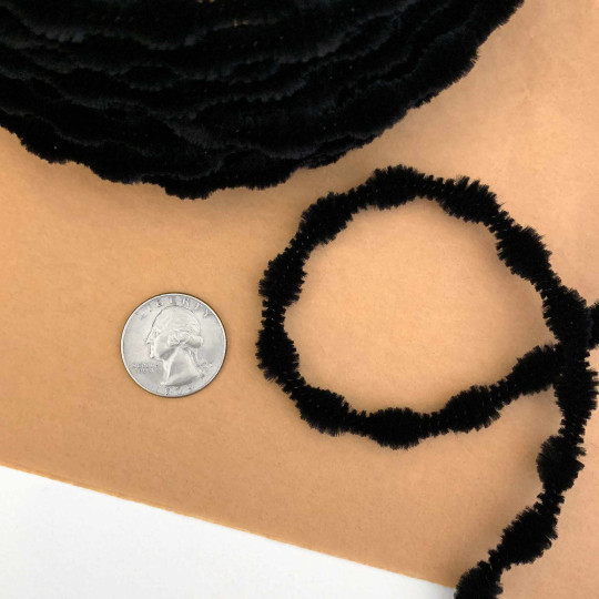 Tiny 3/8" Bump Chenille for Retro Crafts in Black ~ 1 yd.
